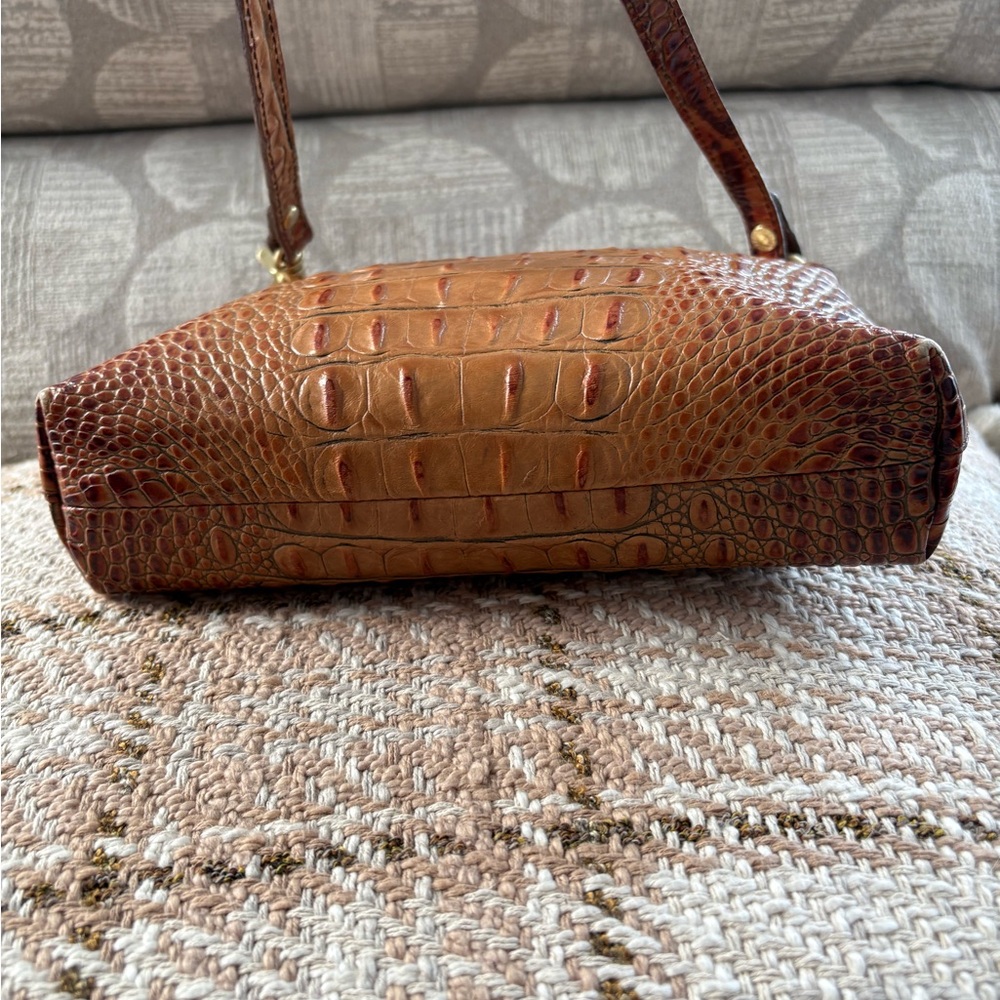 BRAHMIN Lorelei Shoulder/Clutch Handbag Pecan Croco Embossed Leather - Picture 6 of 13
